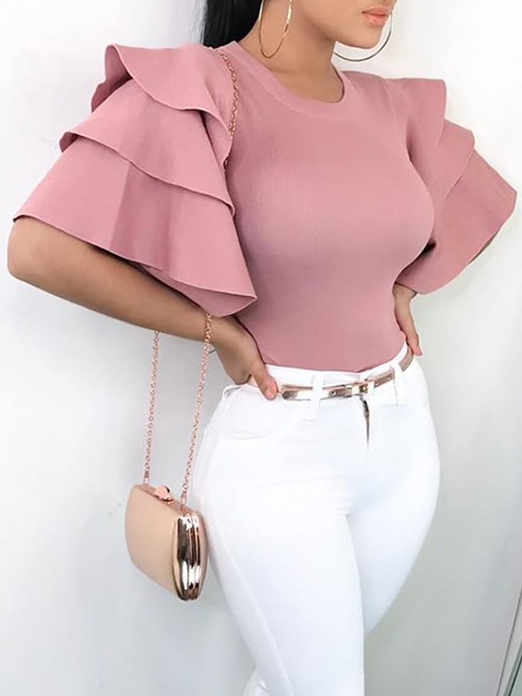Pink Ruffle Sleeve Top