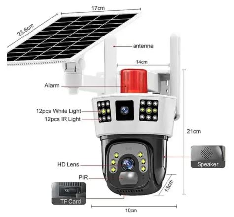 4G 3MP+3MP Dual Lens Solar Powered | 4G SIM | IP66 Waterproof | 2-Way Audio