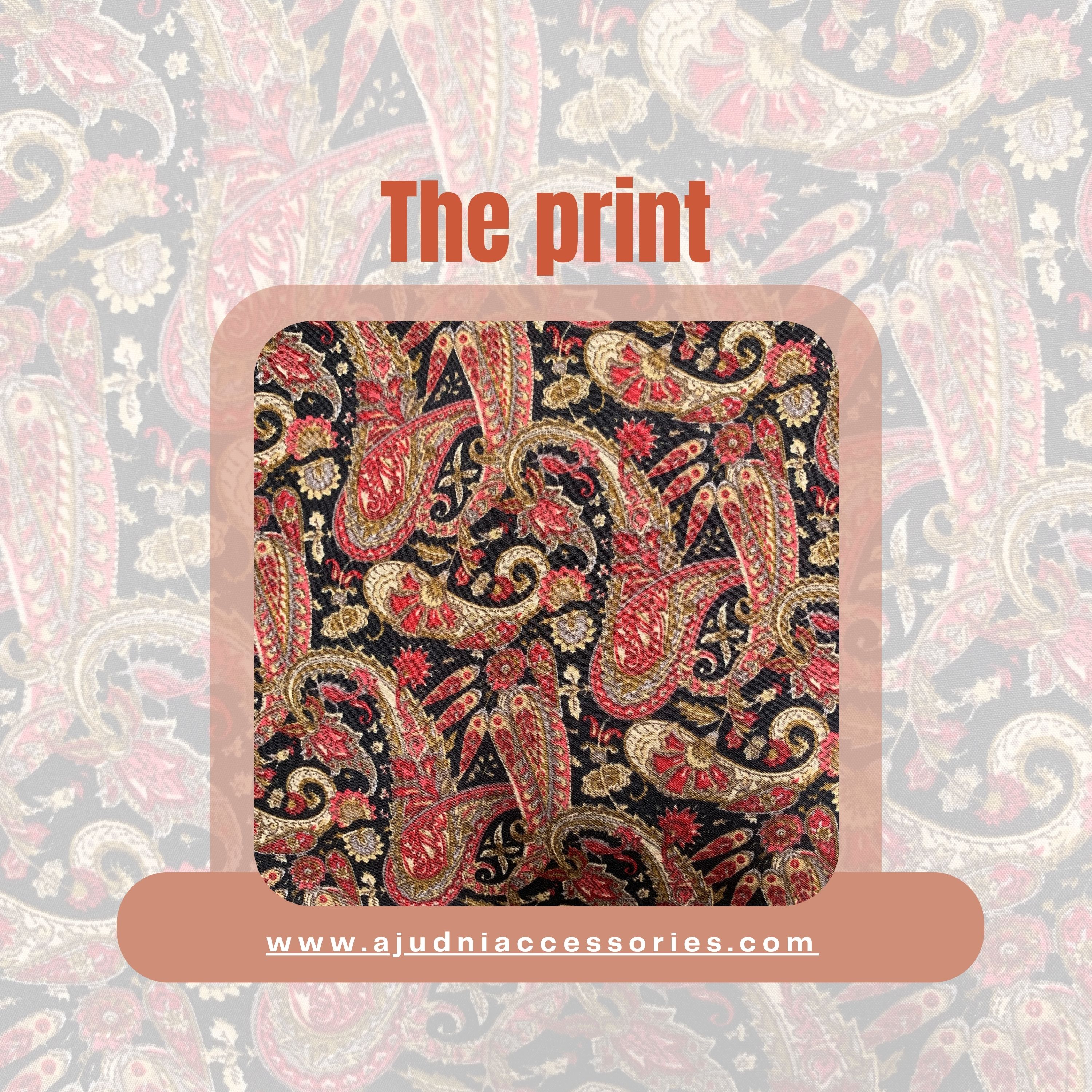 Paisley Print Crepe Scrunchie for Women – Red & Black Ethnic Hair Accessory by Ajudni