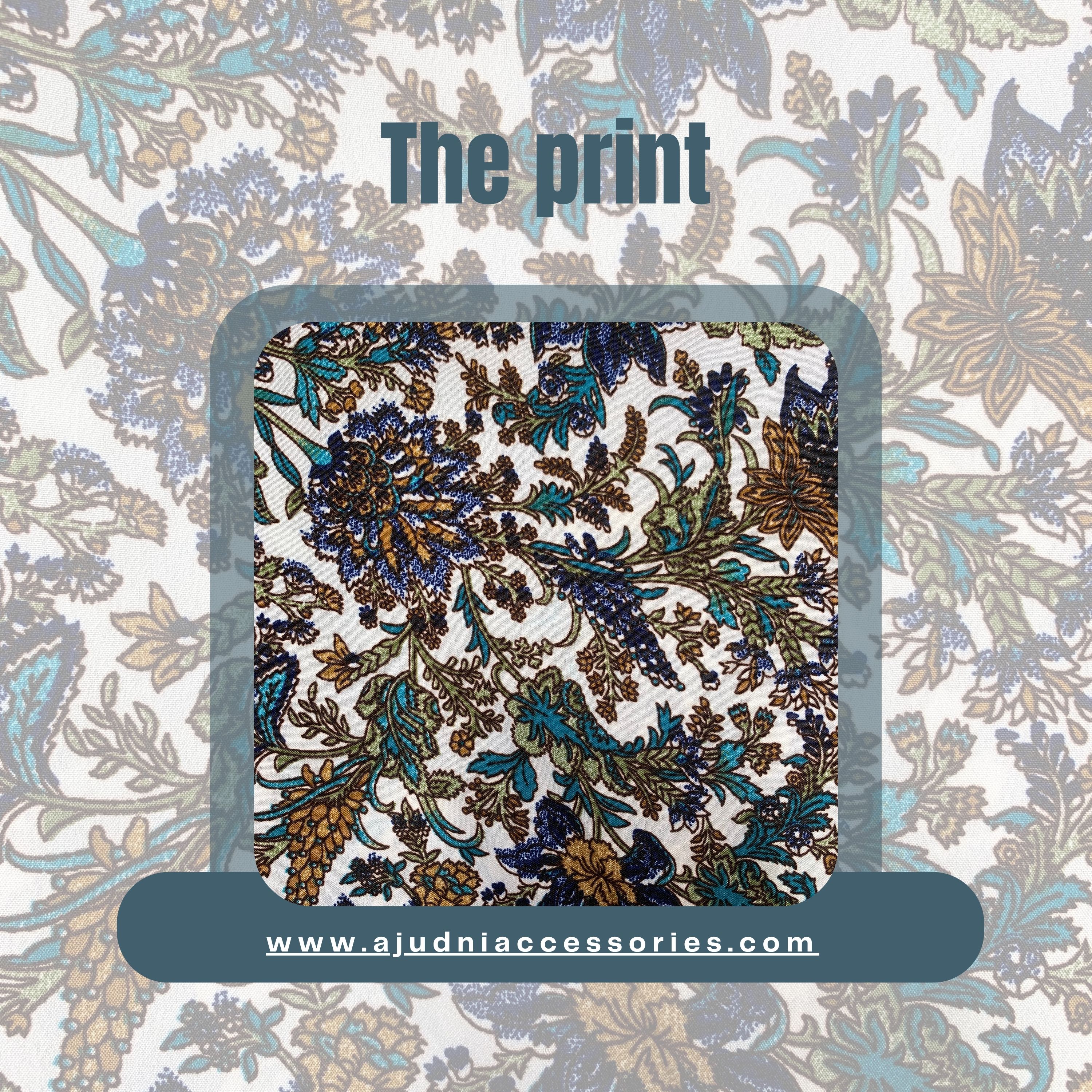 Cream Multicolor Floral Crepe Scrunchie