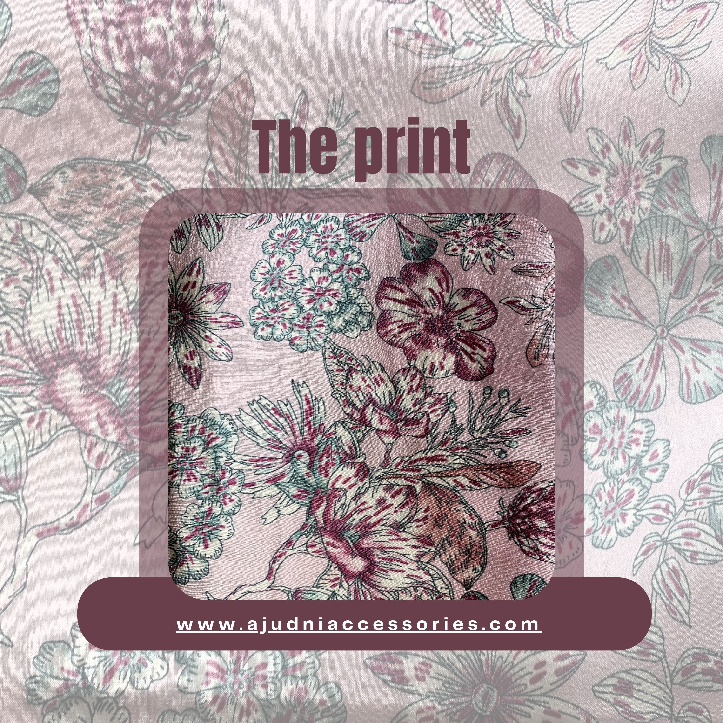 Blush Pink Floral Satin Scrunchie