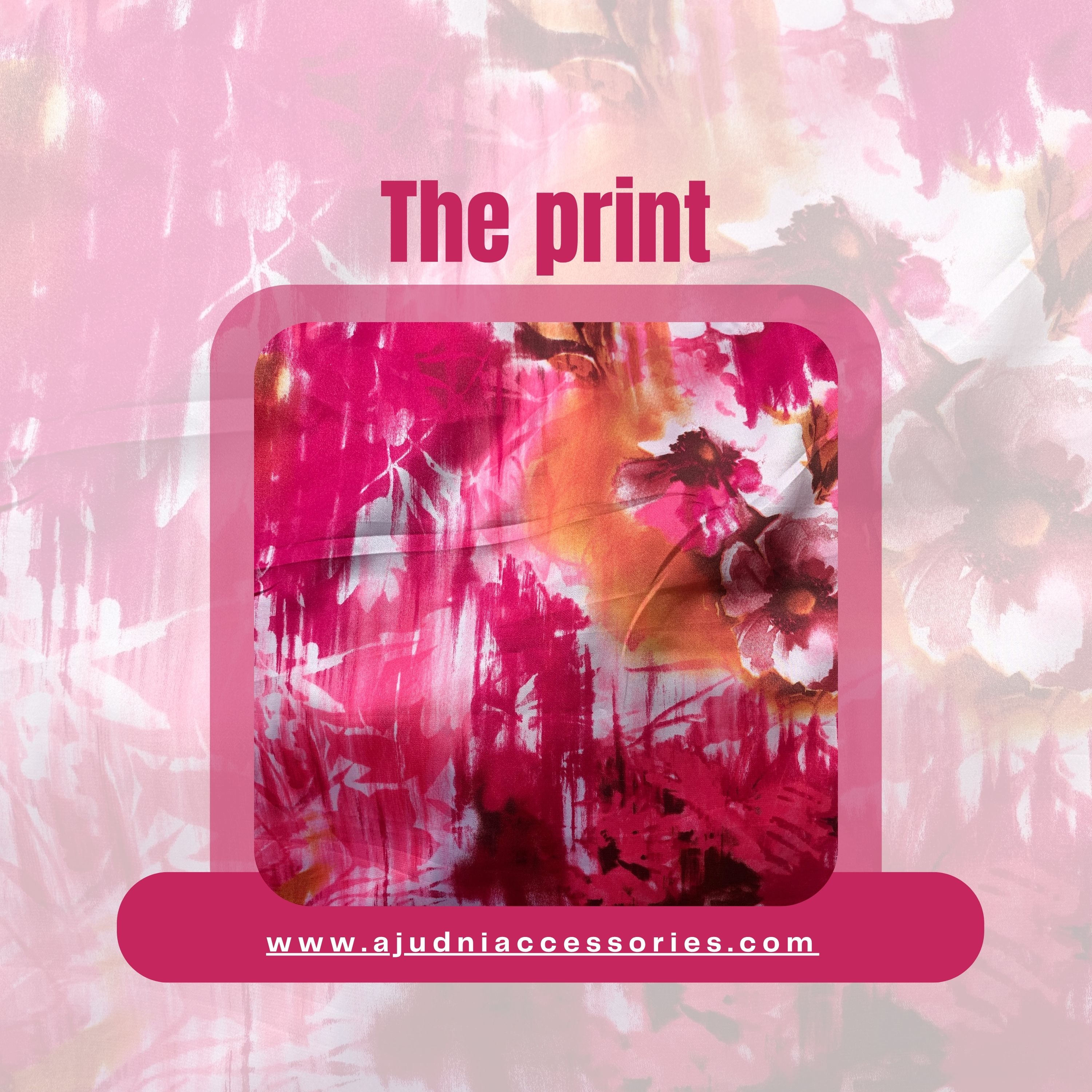 Multicolor Satin Scrunchie – Red, Pink & Orange Abstract Print