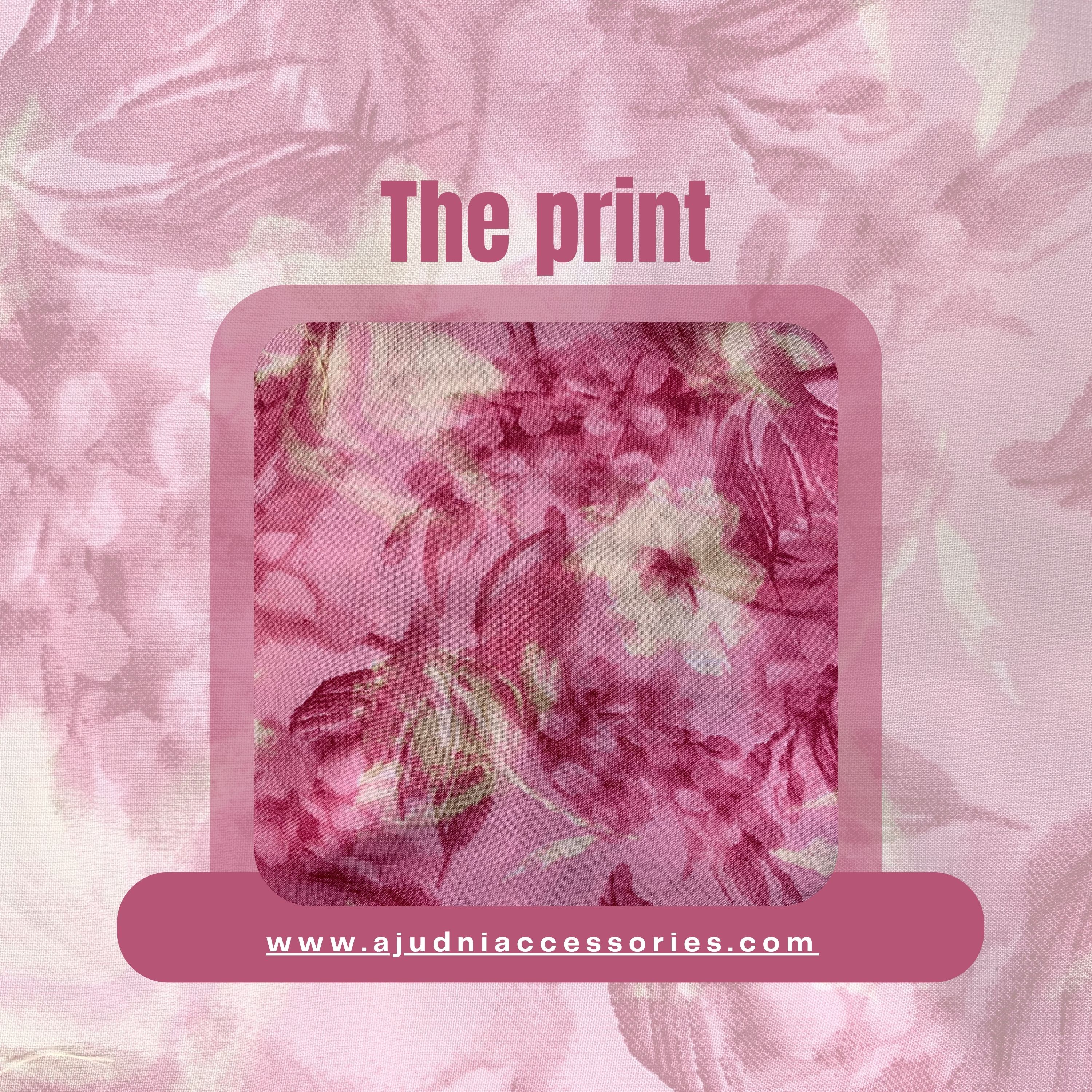 Rosy Bloom Crepe Scrunchie – Soft Pink Floral Print