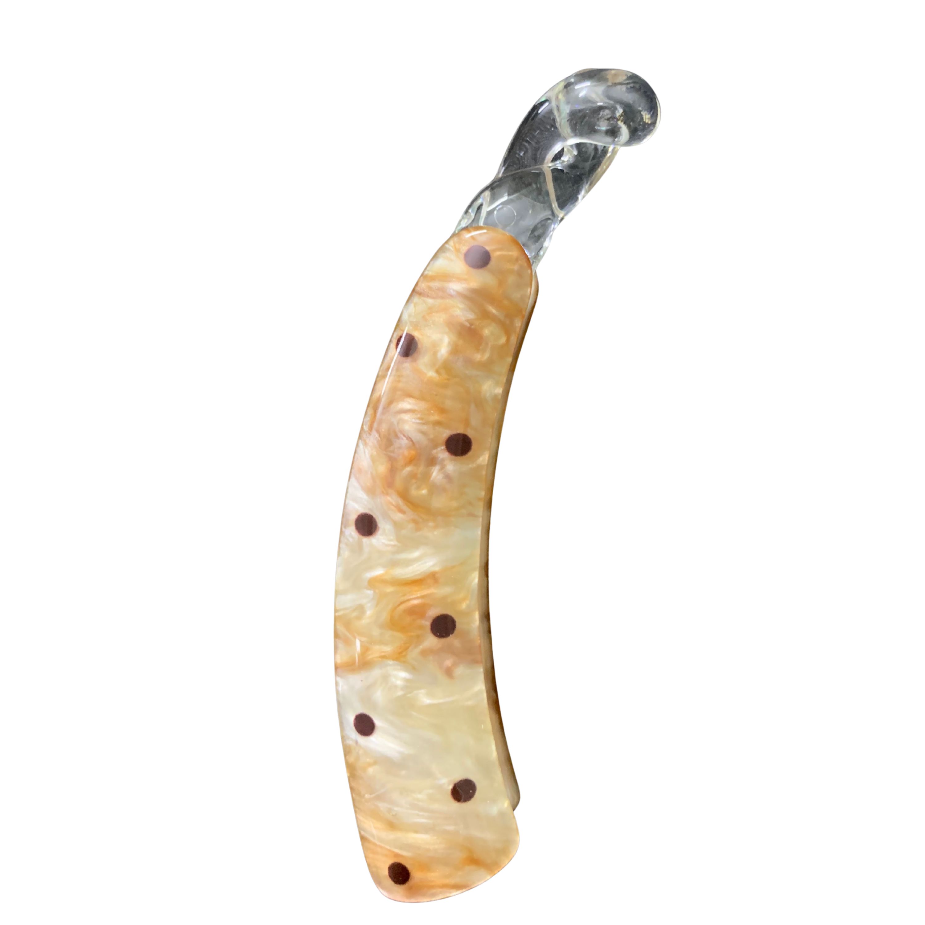 Premium Marble Finish Polka Dot Banana Hair Clip