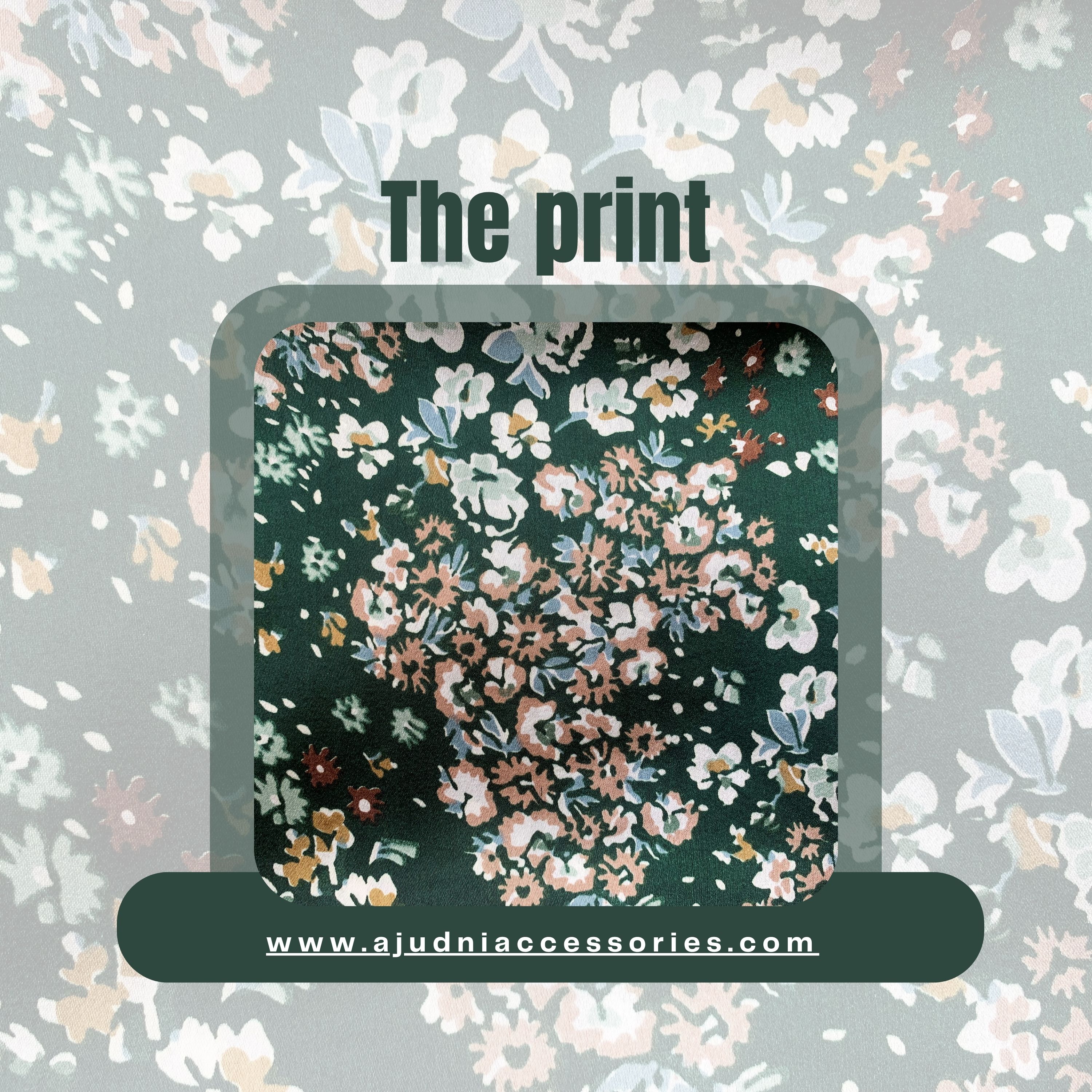 Dark Green Floral Camouflage Satin Scrunchie