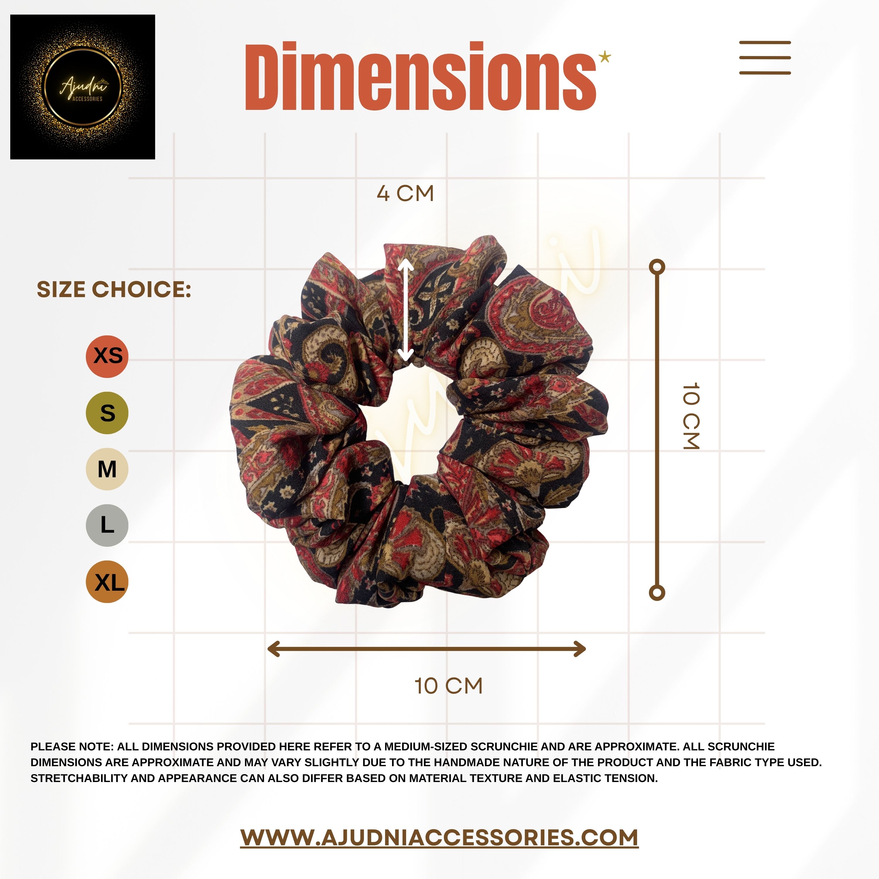 Paisley Print Crepe Scrunchie for Women – Red & Black Ethnic Hair Accessory by Ajudni