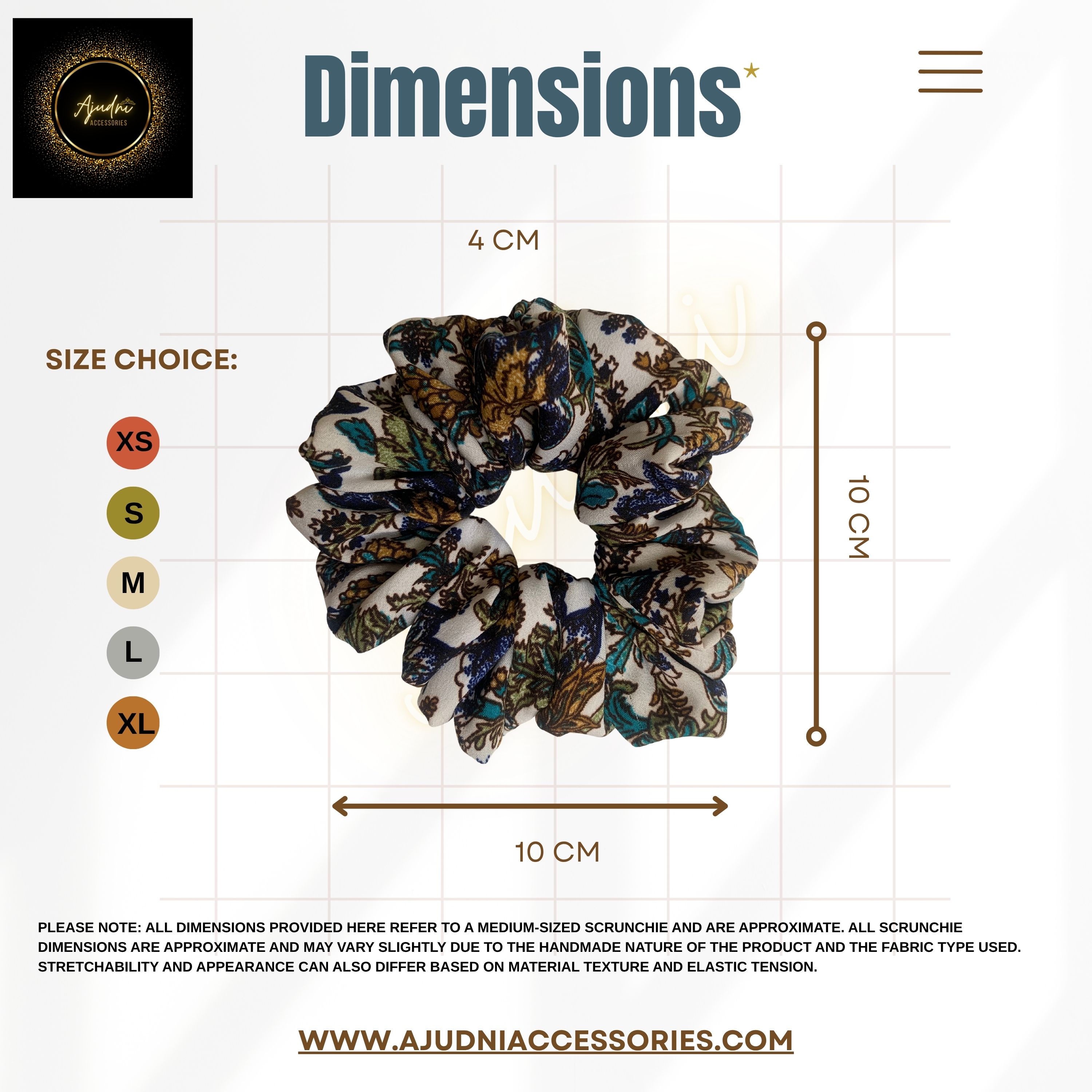 Cream Multicolor Floral Crepe Scrunchie