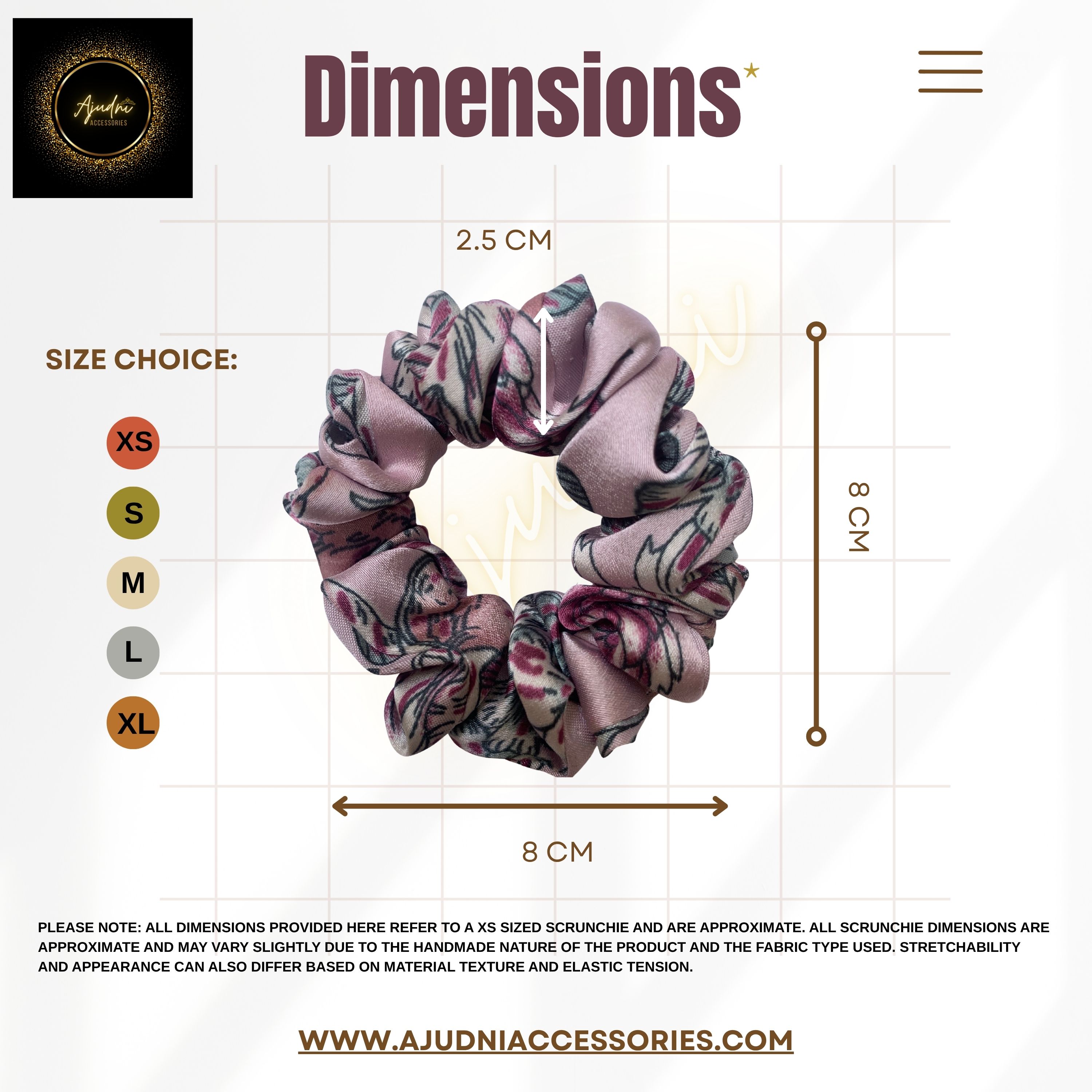 Blush Pink Floral Satin Scrunchie