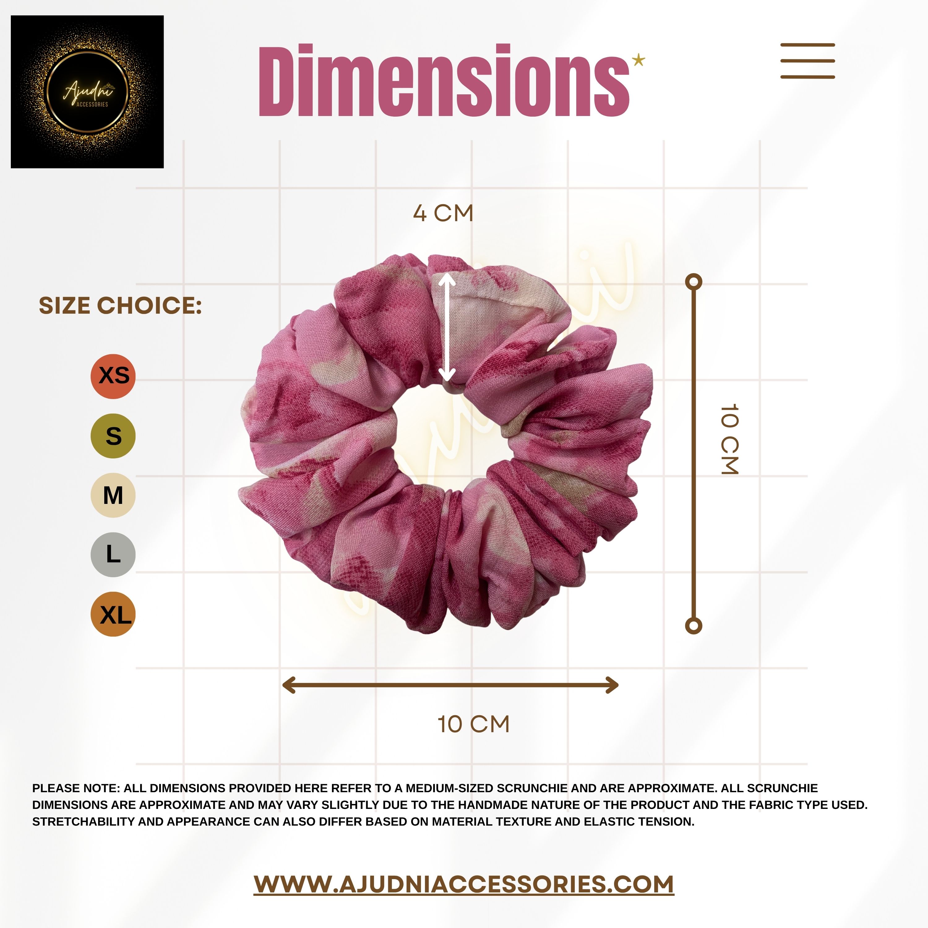 Rosy Bloom Crepe Scrunchie – Soft Pink Floral Print