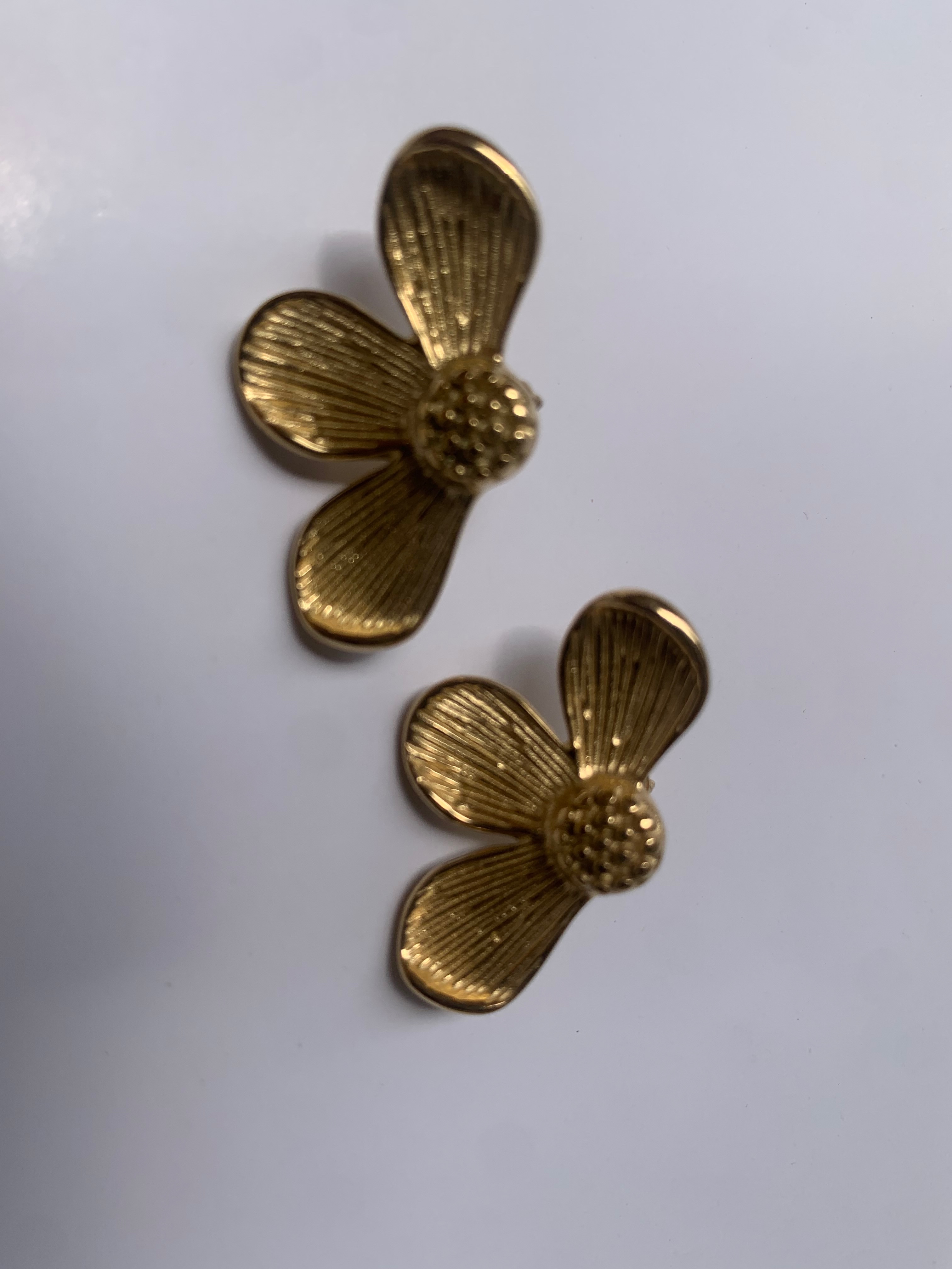 Golden Bloom Textured Floral Earrings