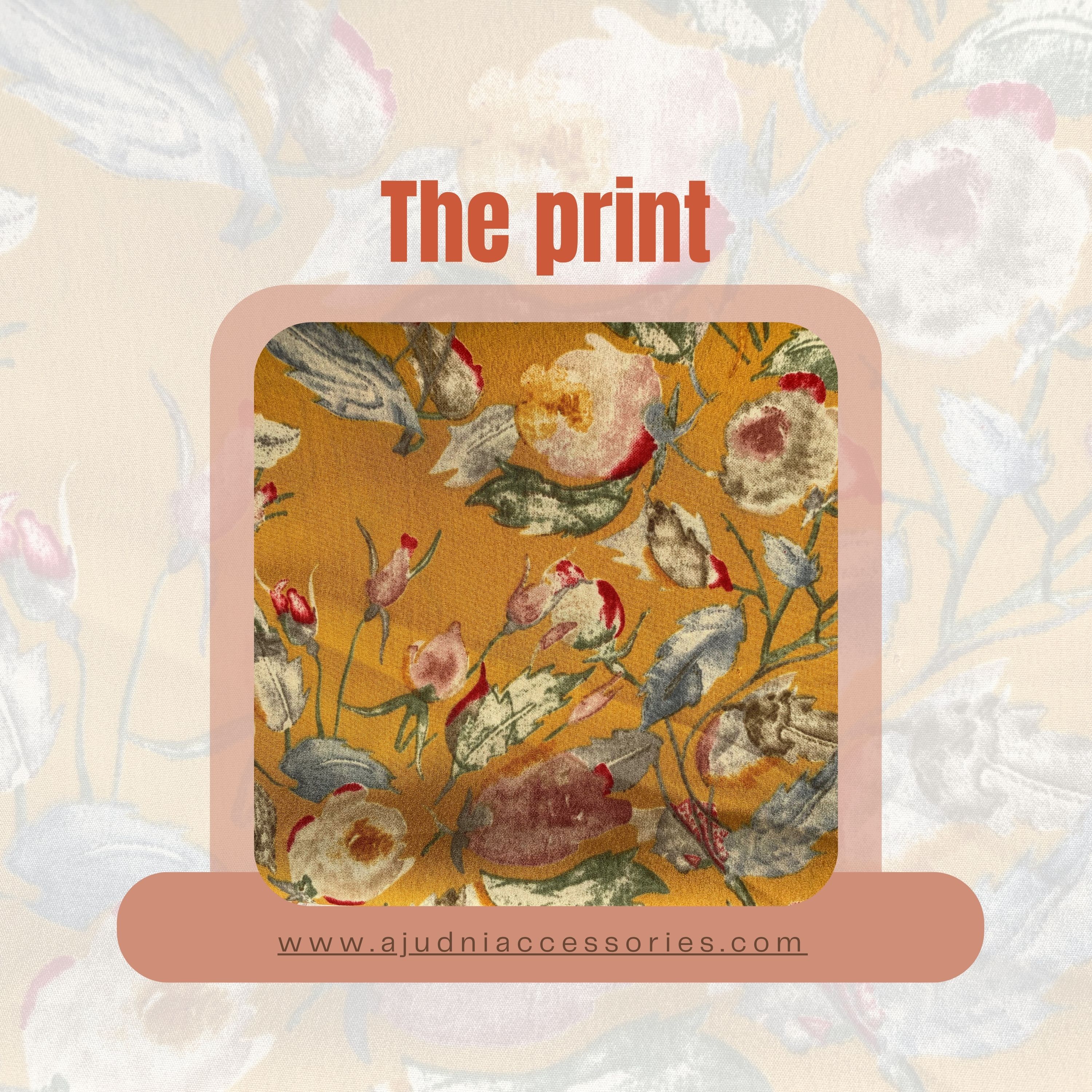 Mustard Yellow Crepe Scrunchie – Floral Print 