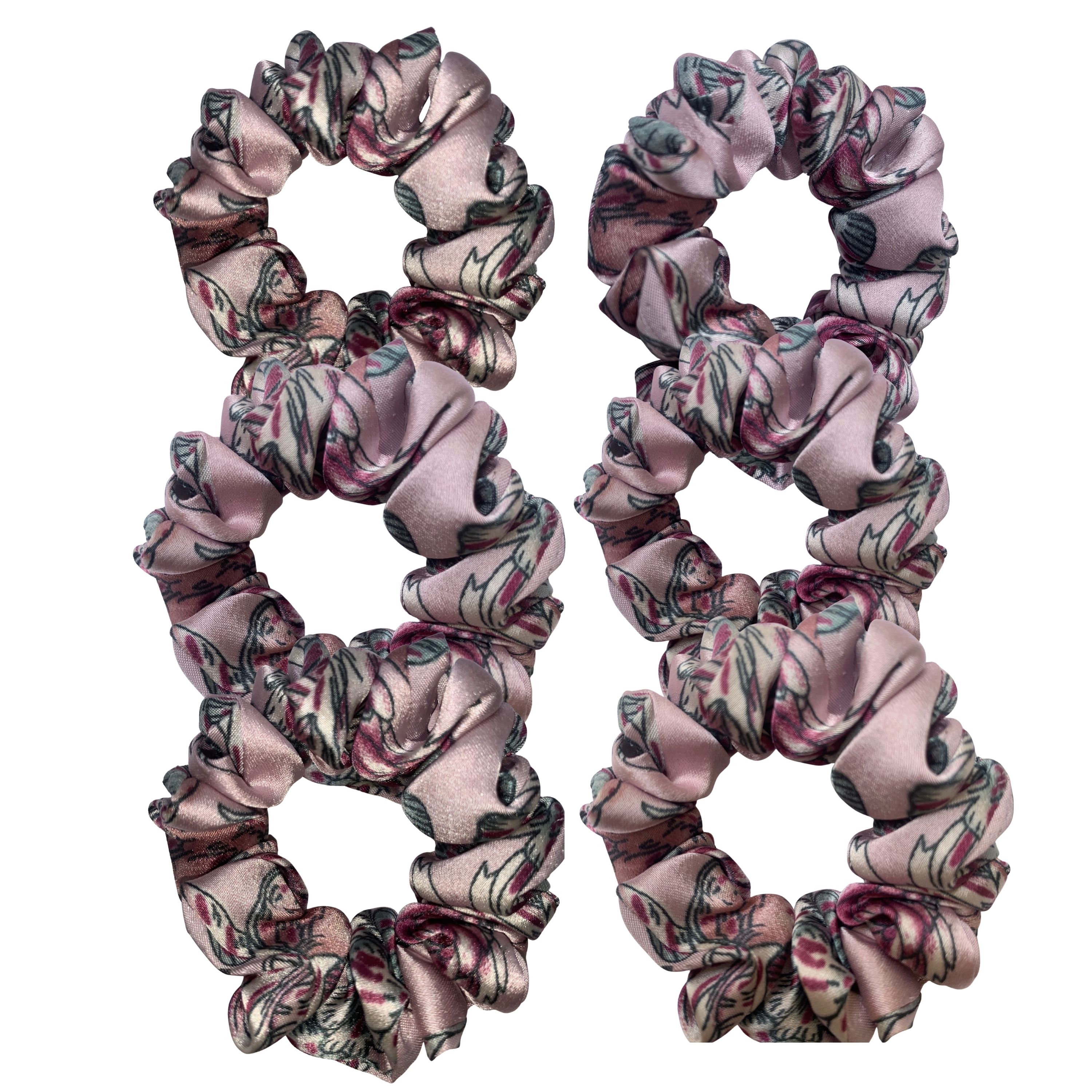 Blush Pink Floral Satin Scrunchie