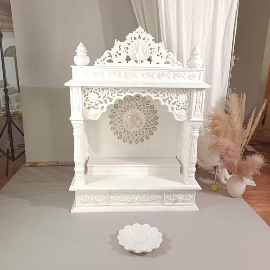 Handcrafted White Wooden Temple