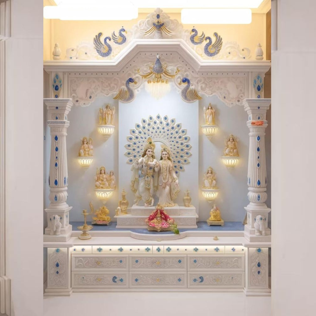 Intricately Designed Hindu Home Mandir