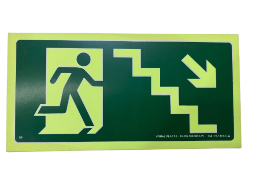 CARTEL S08 ESCADA DESCENDO P/DERECHA 12 X 24 CM 