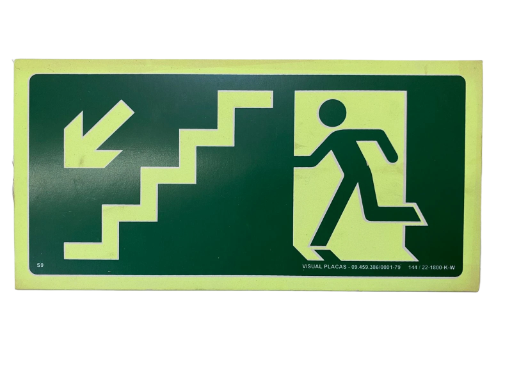 CARTEL S09 ESCADA DESCENDO P/ IZGUERDA 12 X 24 CM 