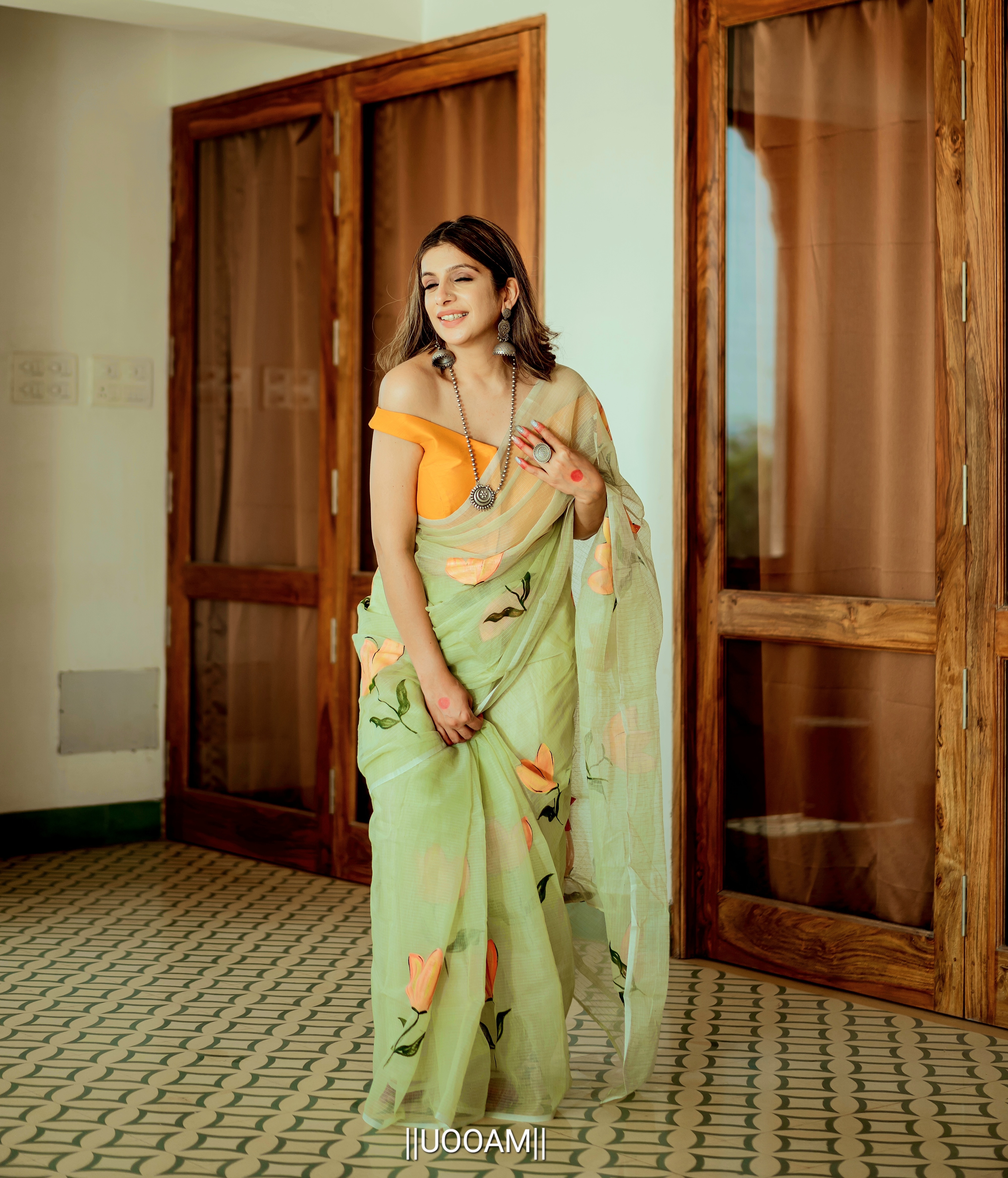 Orange Tulip Saree