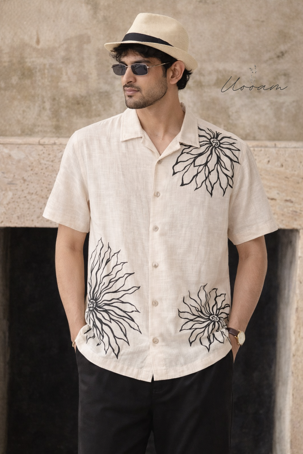 Floral Hand Painted Cotton Shirt