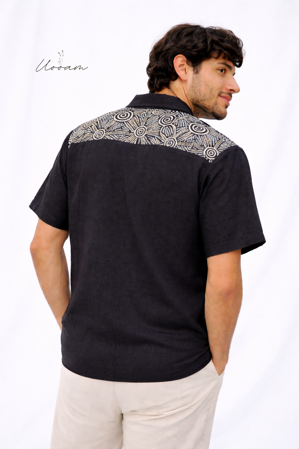 Men's Black Hand Painted Shirt