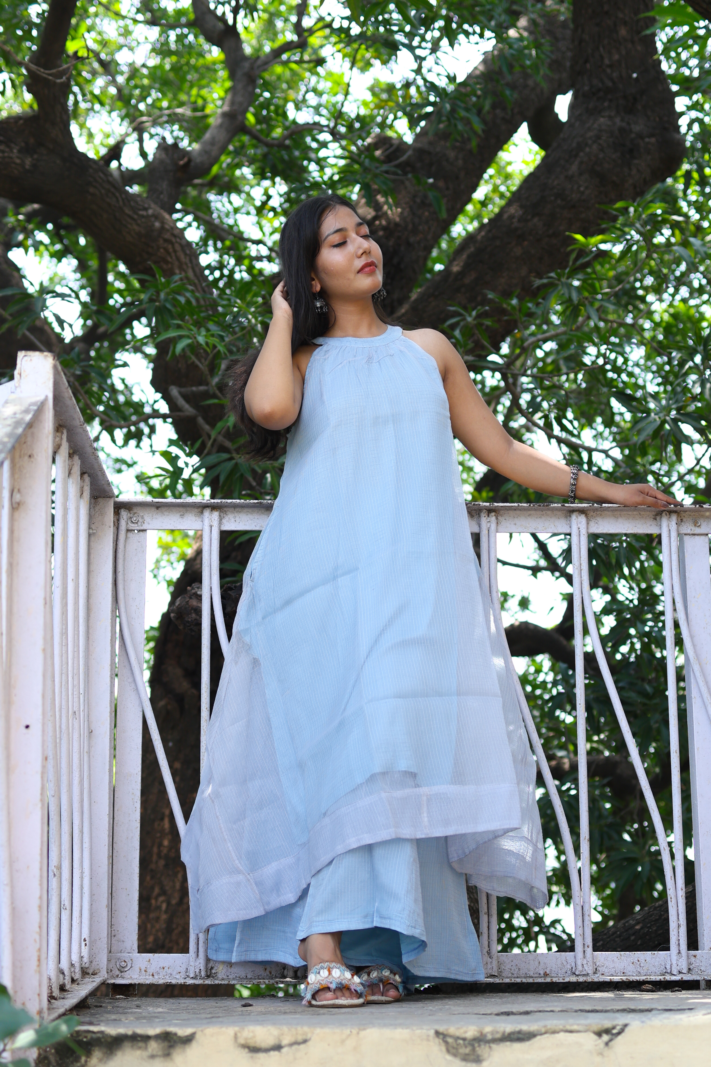 Grey Layered Maxi Suit