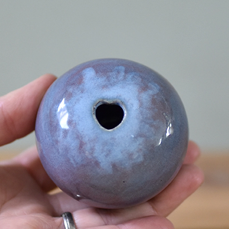 Vaasje •Bol roze/paars hart