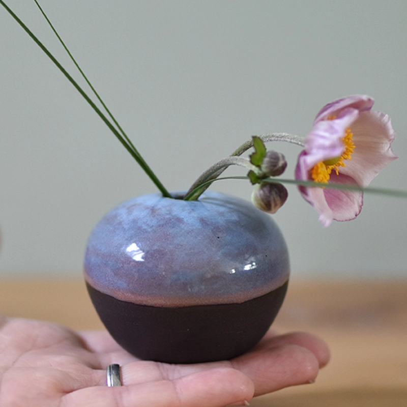 Vaasje •Bol roze/paars hart