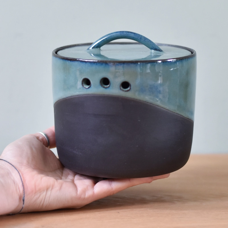 Uienpot keramiek •Rond (Oceaanblauw) groot