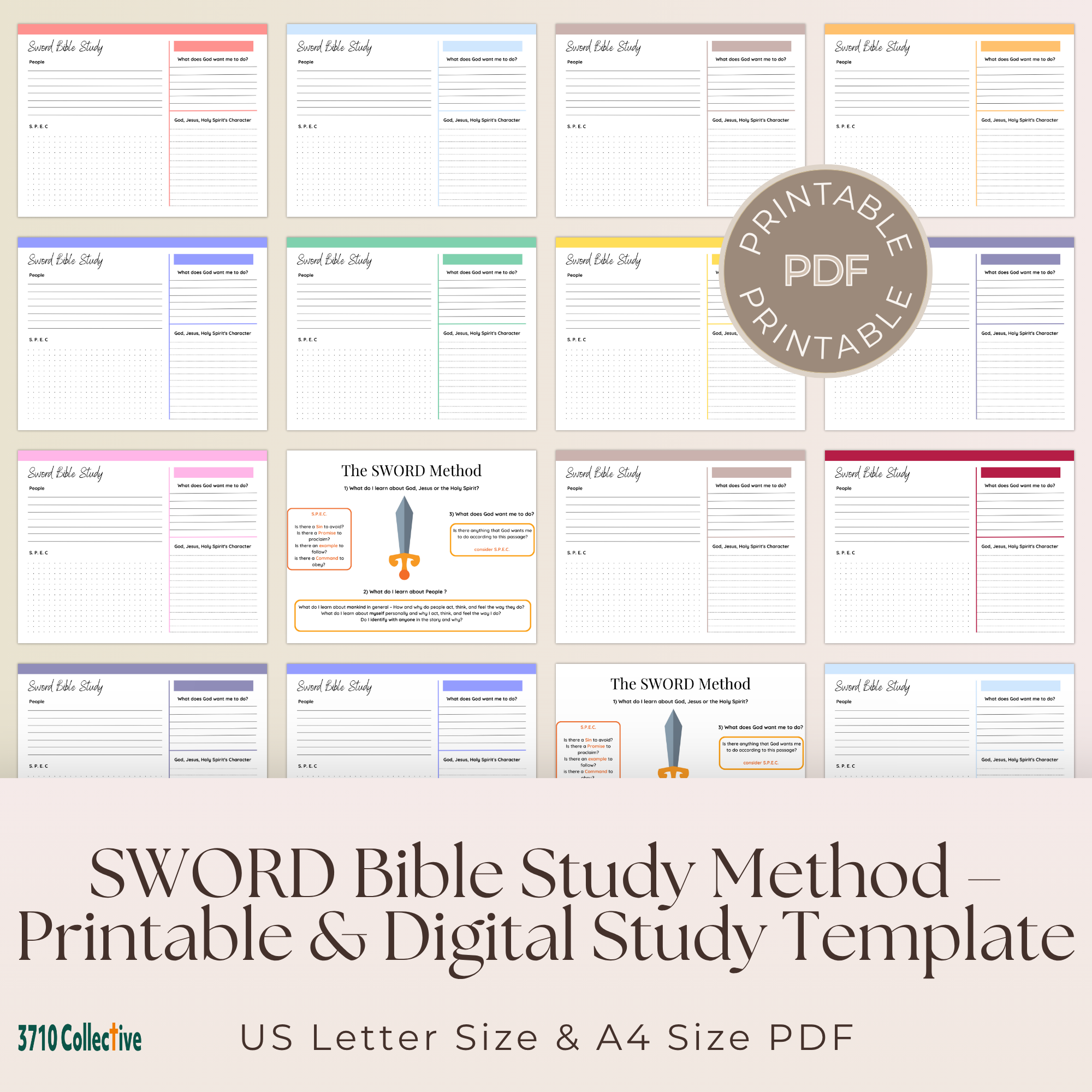 SWORD Bible Study Template: Printable & Digital (US Letter, A4)