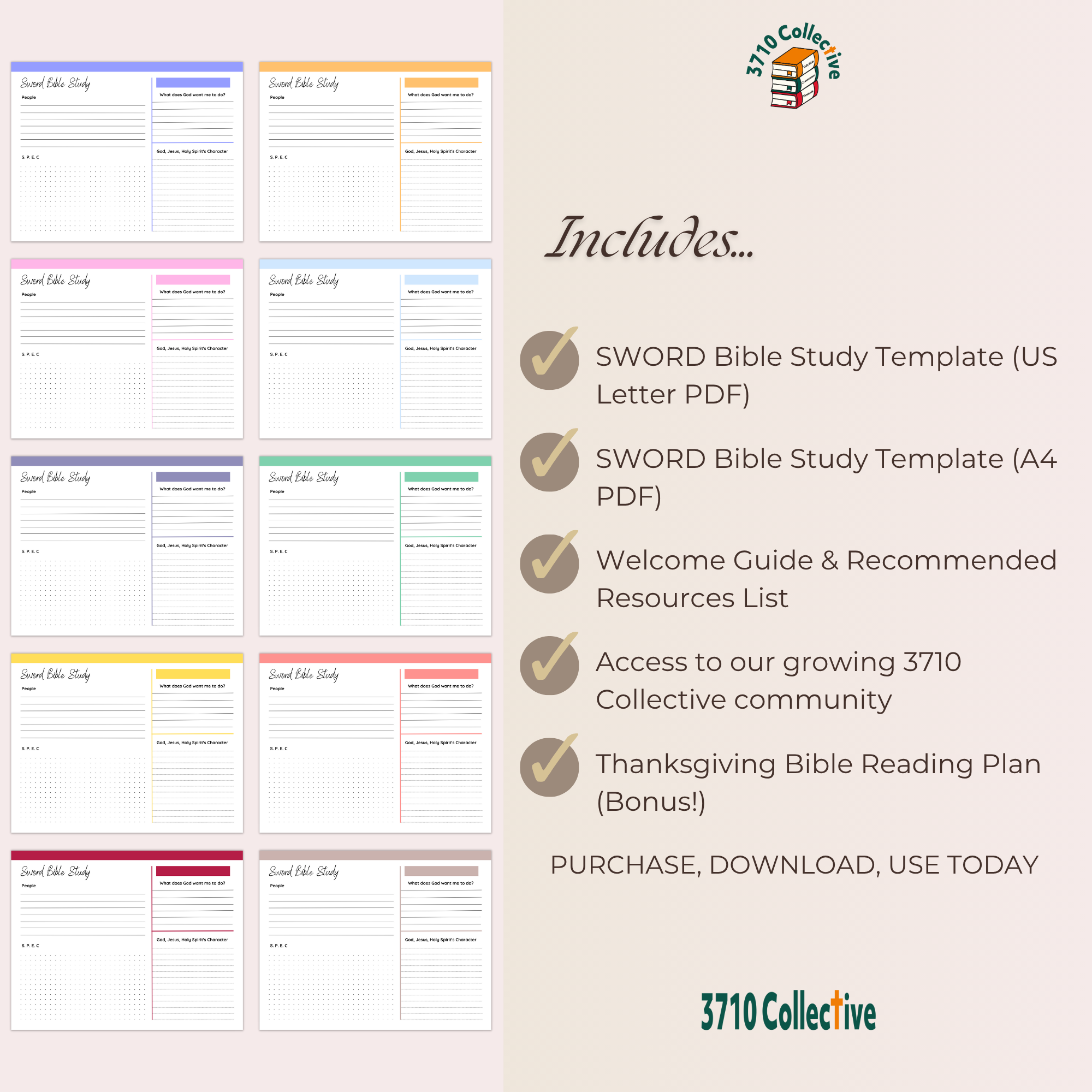 SWORD Bible Study Template: Printable & Digital (US Letter, A4)