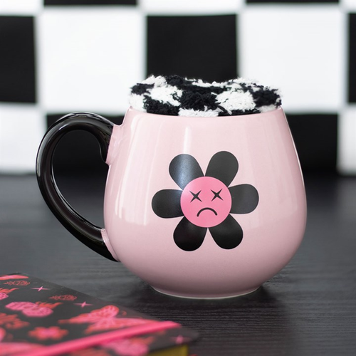 Sad Flower Mug & Chequered Socks Gift Set