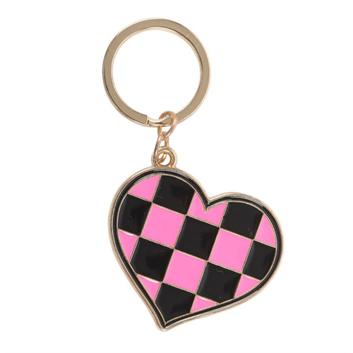 Checkerboard Heart Keychain