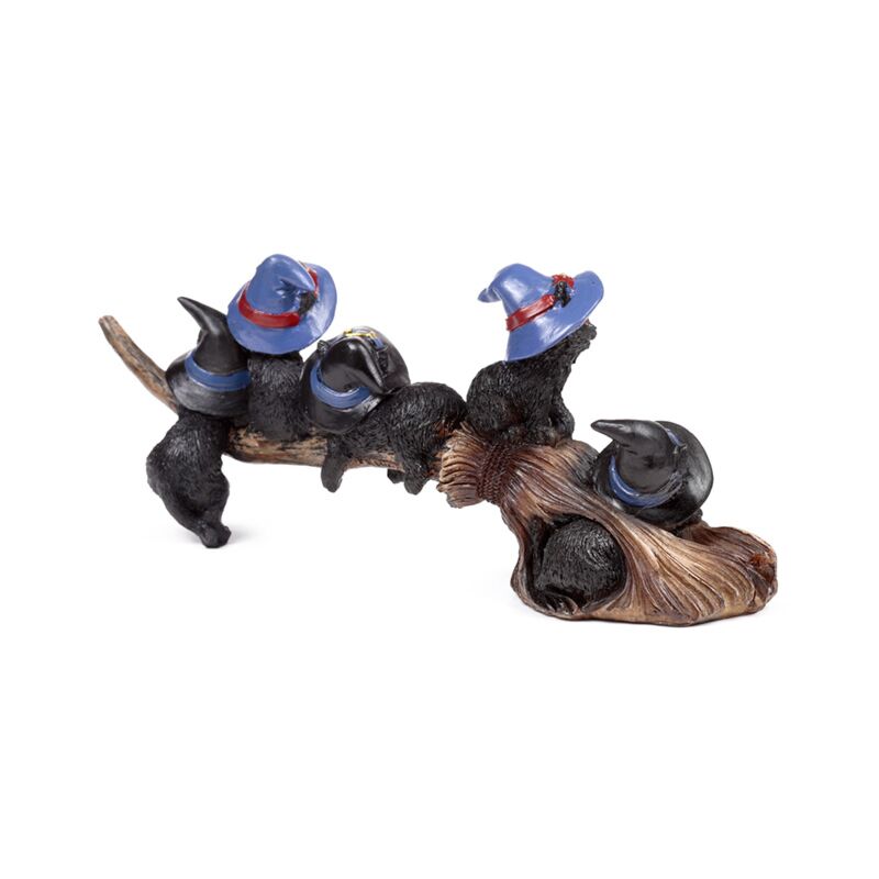 Witches Cats Playing on Broomstick