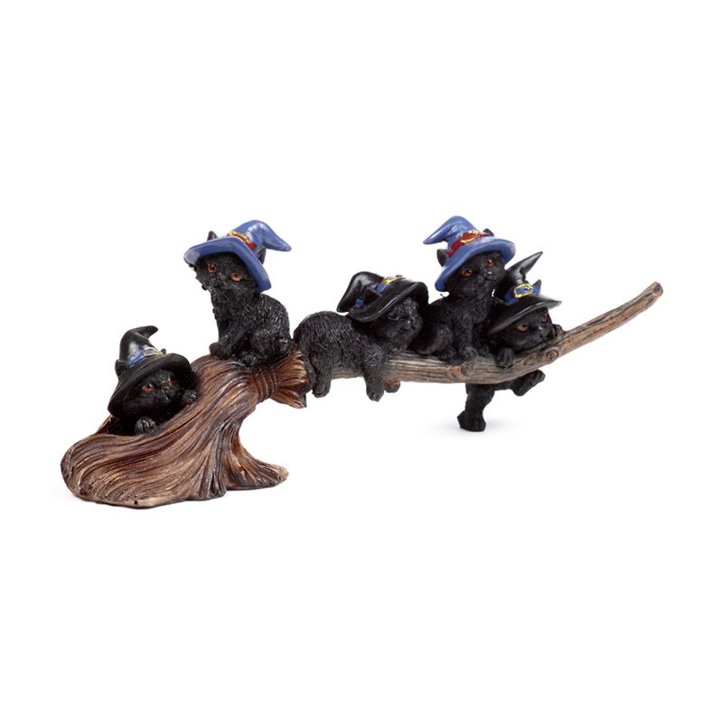 Witches Cats Playing on Broomstick