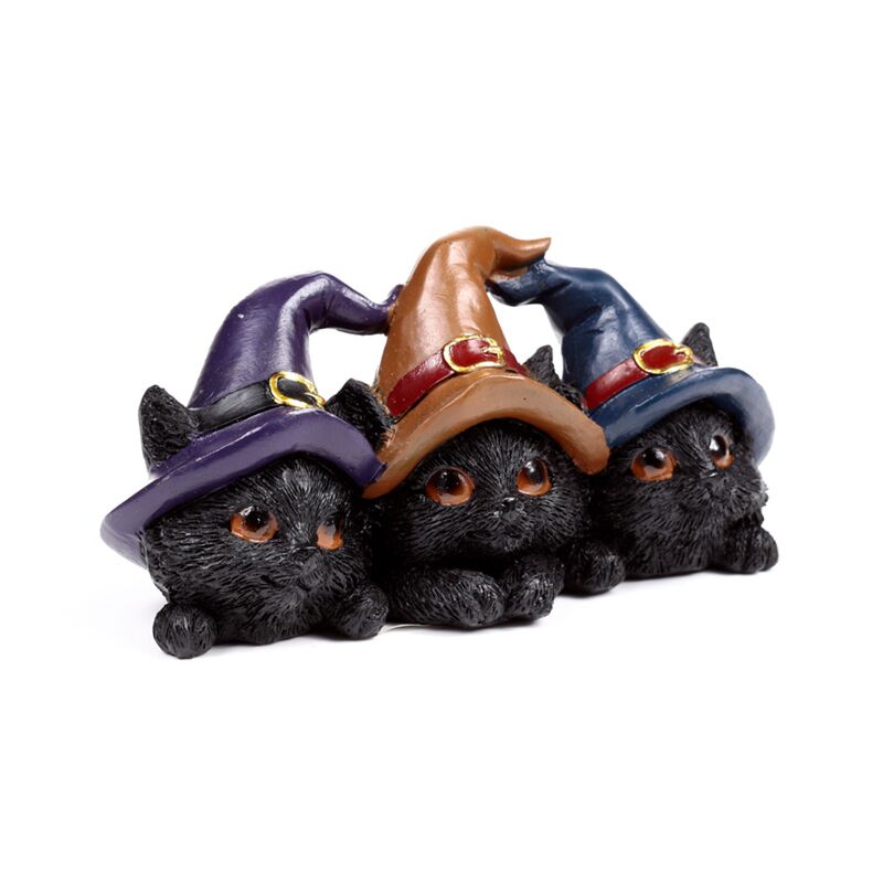Black Cat Trio in Witches' Hats