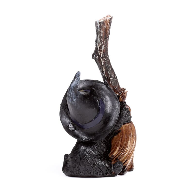 Witche's Cat Holding Broomstick