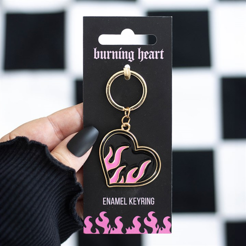 Flaming Heart Keyring