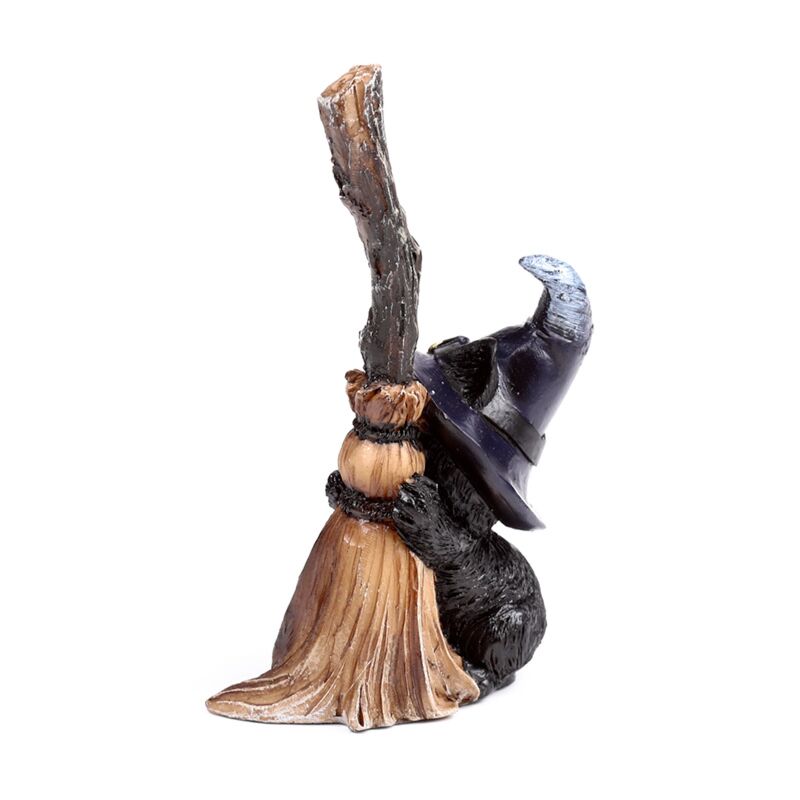Witche's Cat Holding Broomstick