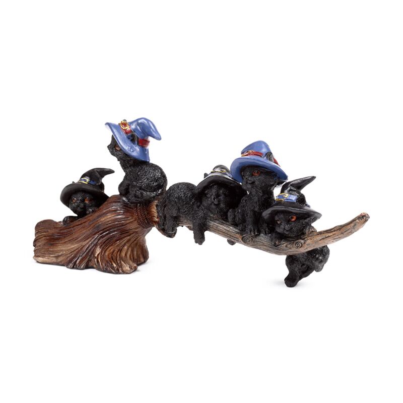 Witches Cats Playing on Broomstick