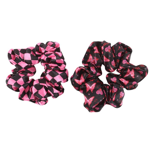 Rebel Butterfly & Chequered Hair Scrunchies (Set of 2)