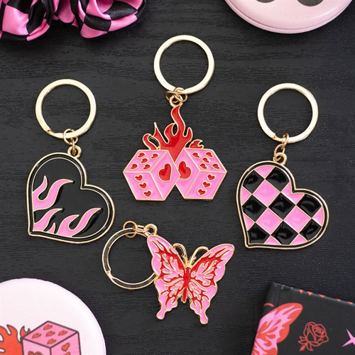 Checkerboard Heart Keychain