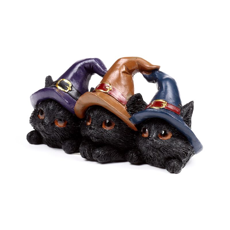 Black Cat Trio in Witches' Hats