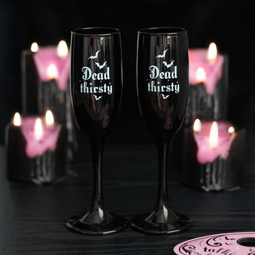 'Dead Thirsty' Champagne Flutes (Set of 2)