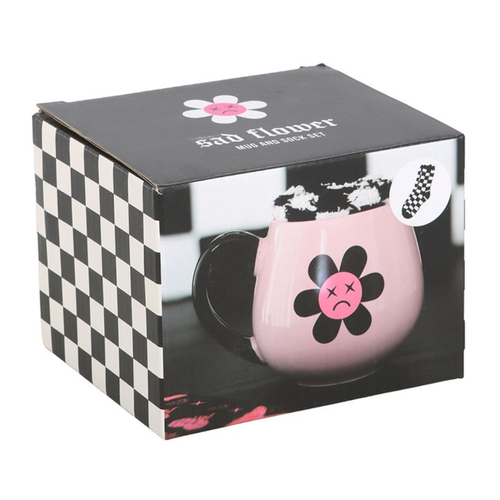 Sad Flower Mug & Chequered Socks Gift Set