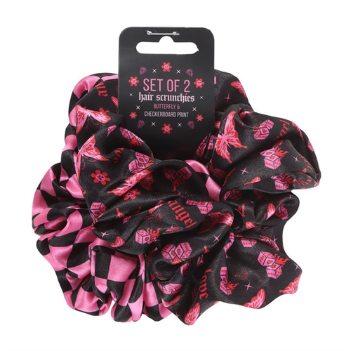 Rebel Butterfly & Chequered Hair Scrunchies (Set of 2)