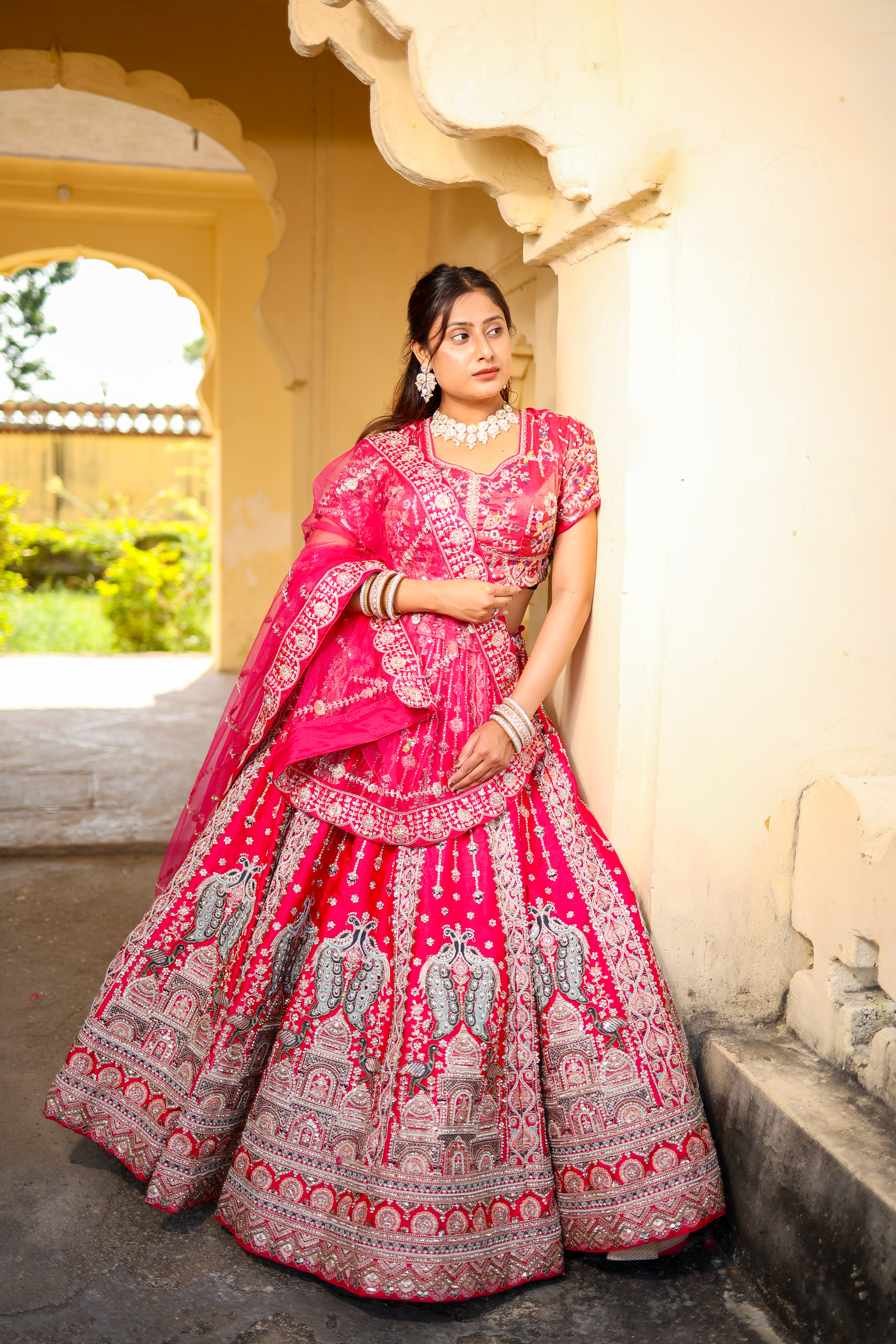 Embroidered Pink Bridal Lehenga