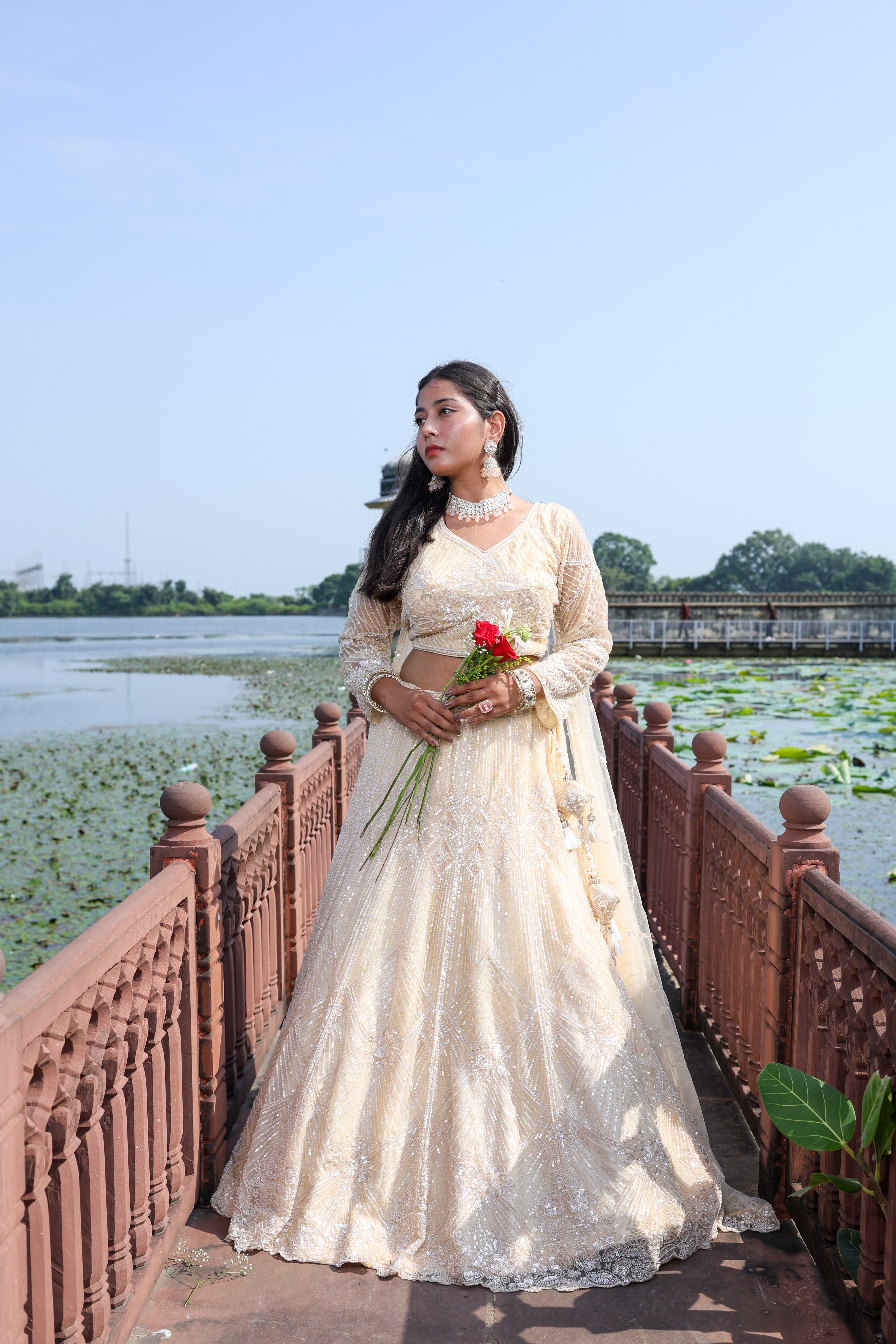 Elegant Cream Bridal Lehenga