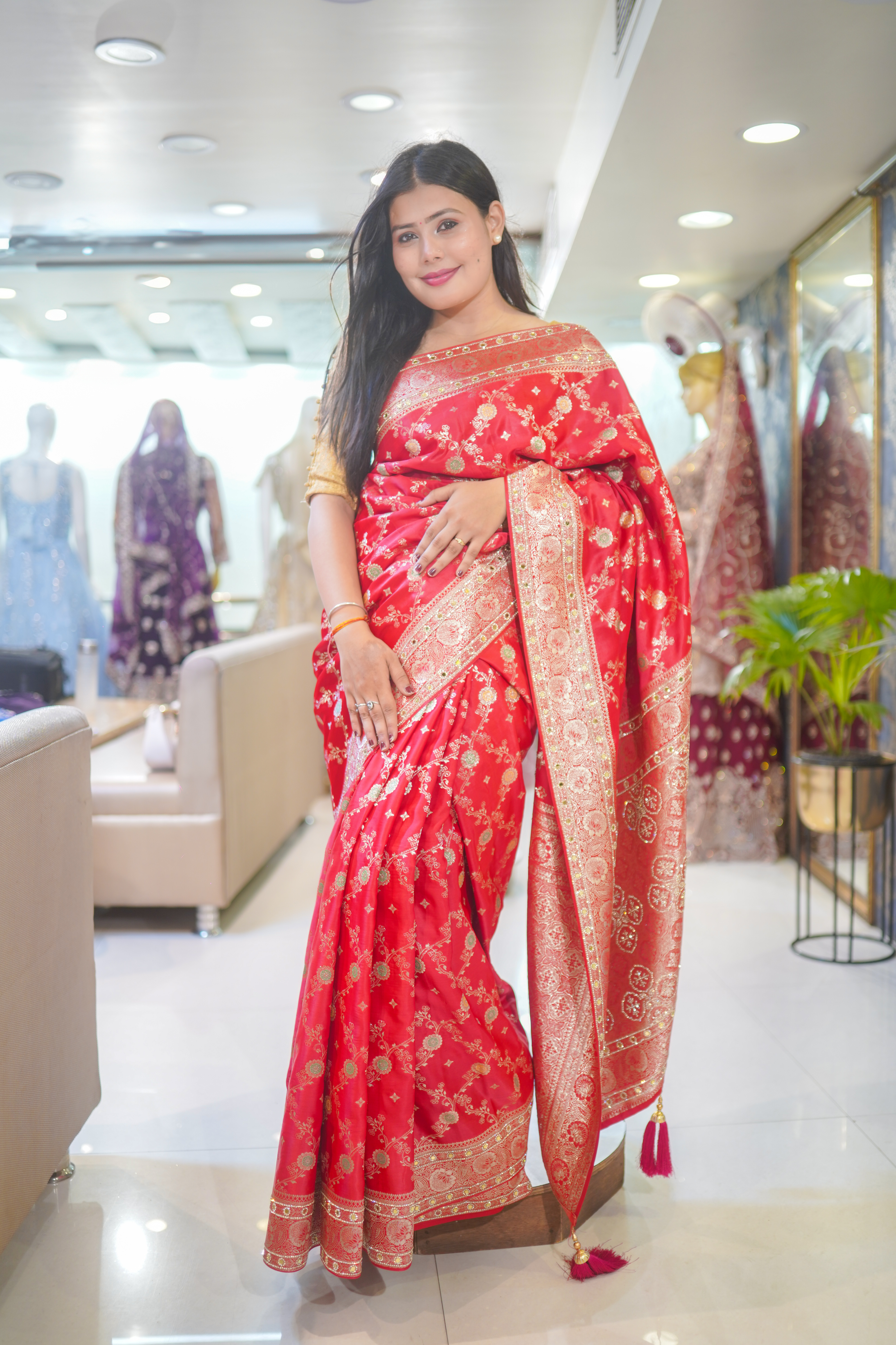 Elegant Red Banarasi Saree