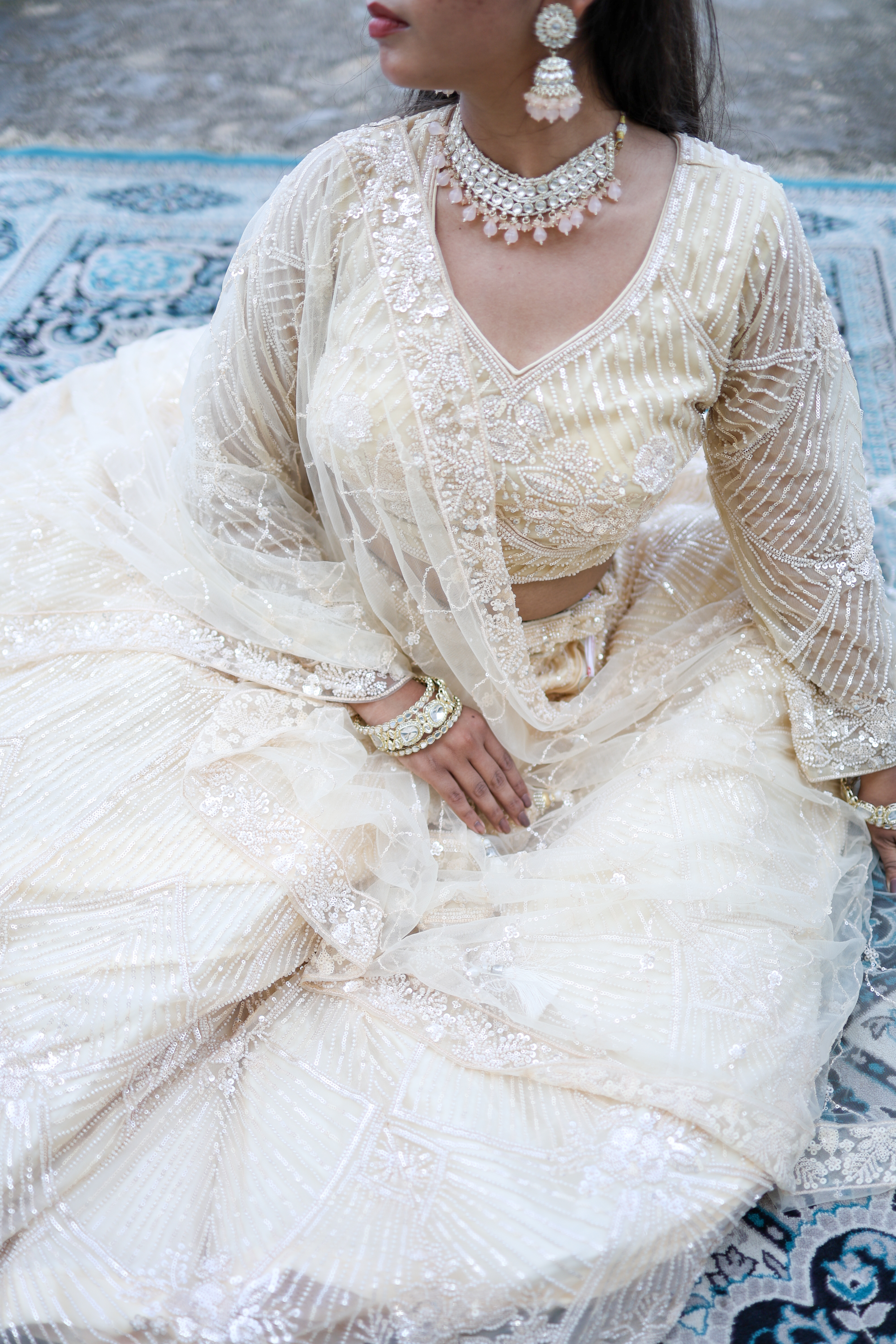 Elegant Cream Bridal Lehenga