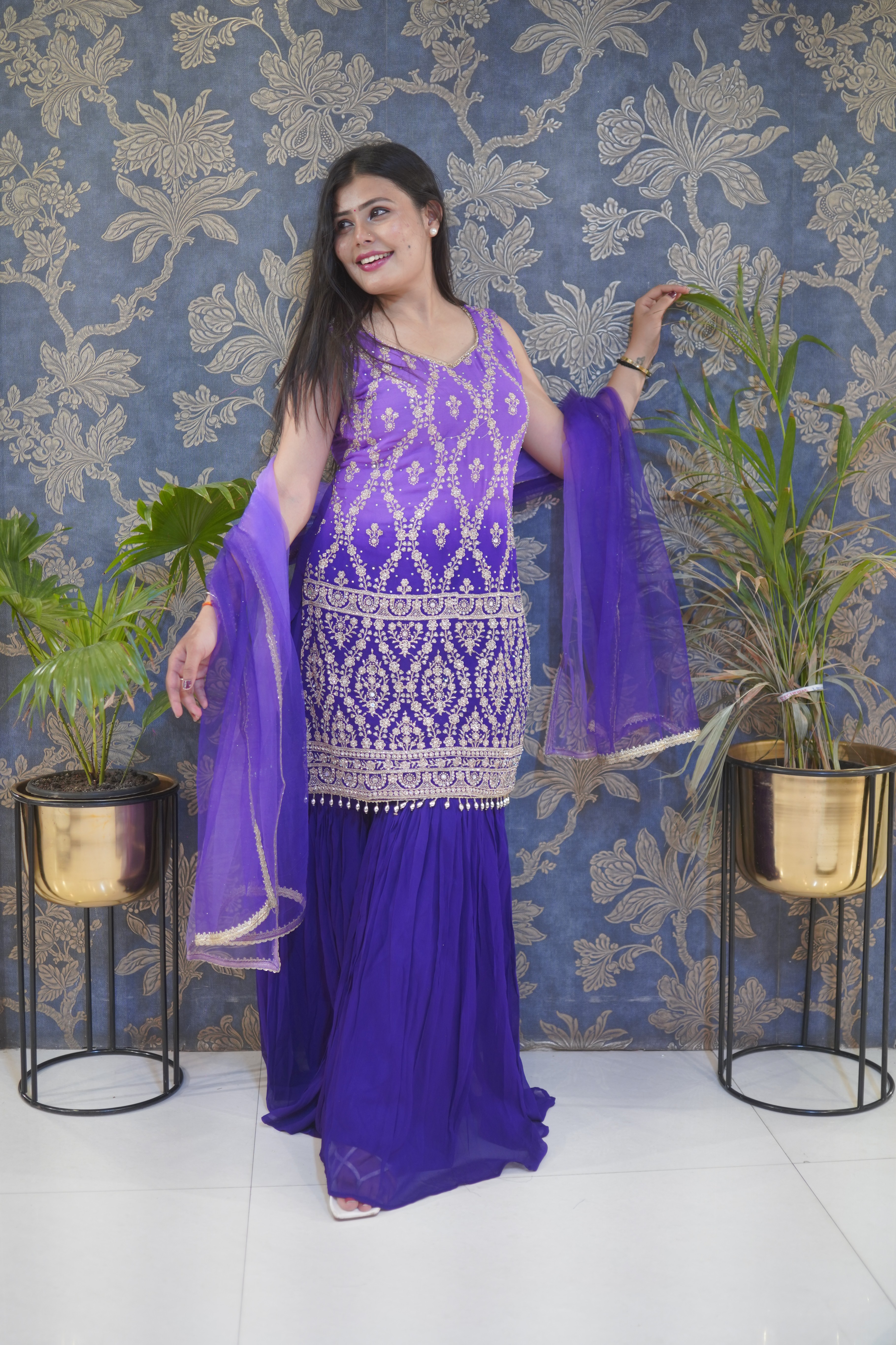 Purple Designer Sharara