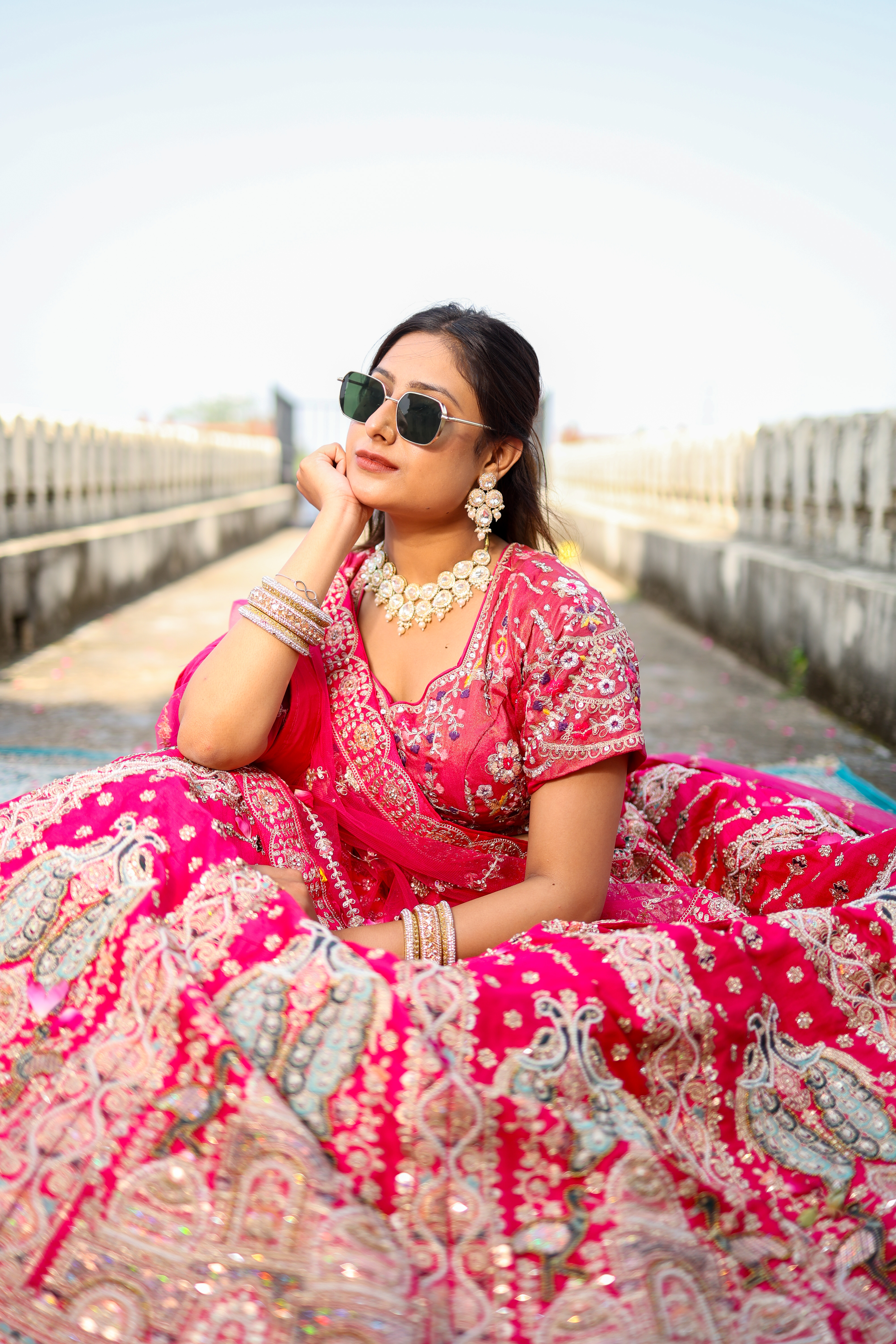 Embroidered Pink Bridal Lehenga